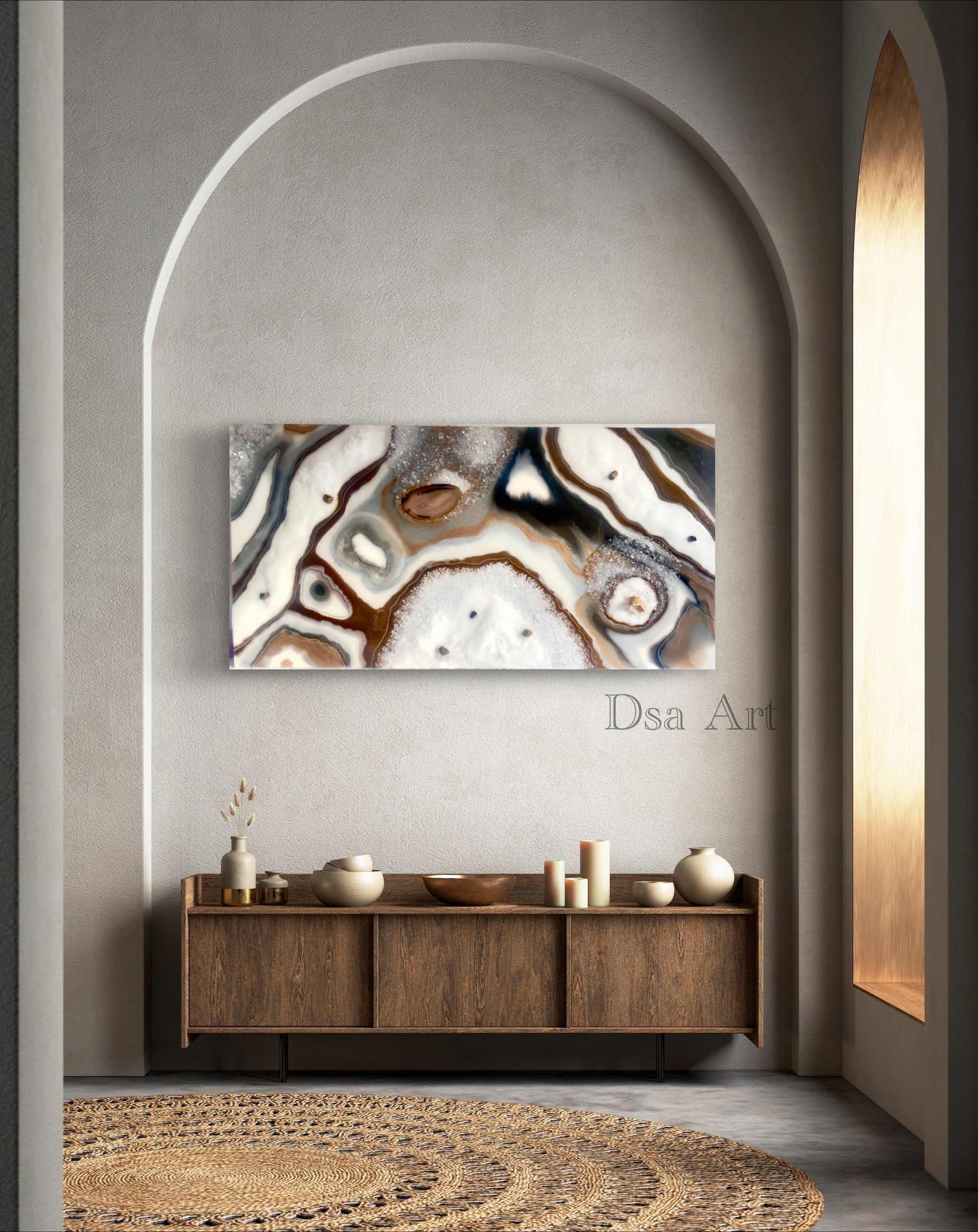 Résine art - art energetique - art - tableau - deco - quartz - agathe